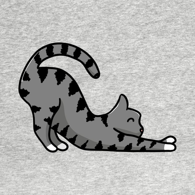 2D grey cat stretching by AshStore